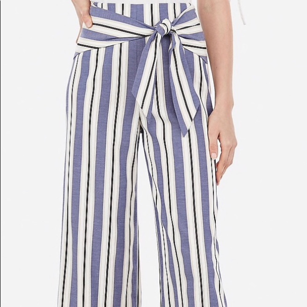 Blue High Rise Cropped Culottes